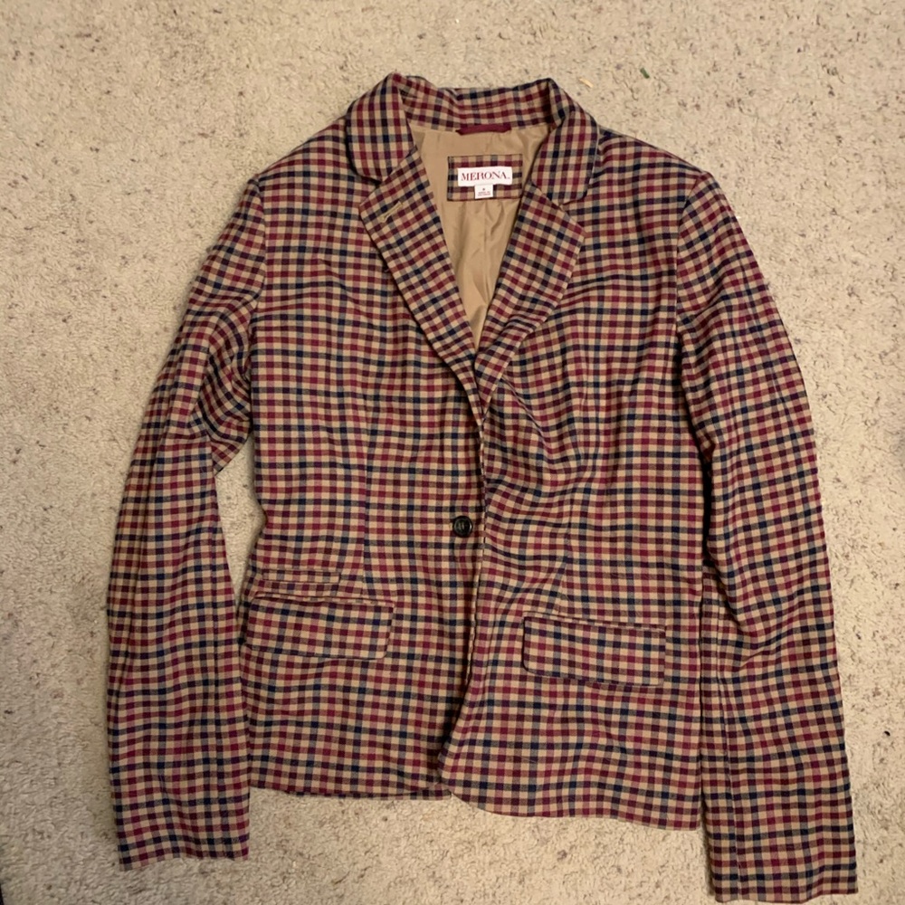 Like New Blue and red plaid Merona Blazer